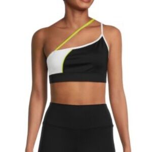 Black and White Sports One Shoulder Sports Bra